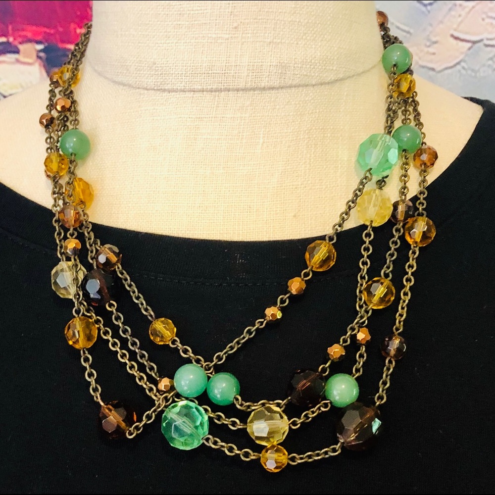 Lia Sophia beaded faceted glass necklace